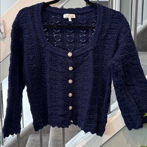 HEARTLOOM Navy Knit Cardigan with Decorative Buttons